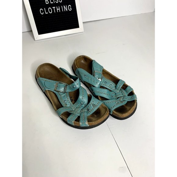 Betula By Birkenstock Women's Turquoise Lambada Studded Sandals Size 7 - Picture 9 of 12